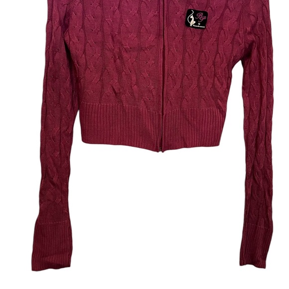 Baby Phat 𝘉𝘦𝘳𝘳𝘺 𝘉𝘶𝘳𝘴𝘵 Cropped Zip up knit Hoodie-Blush Pink - Picture 3 of 9